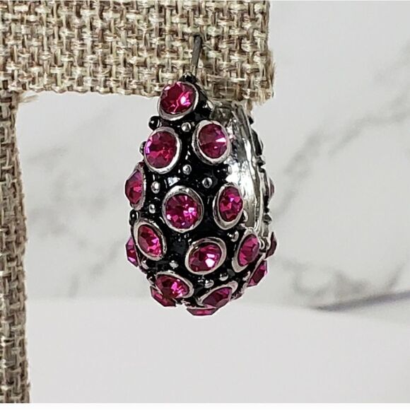 GUNMETAL Pink Crystal Polka-dot Earrings - Picture 3 of 5